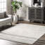 Tapis à motif rayé Jacore pour le salon, la chambre à coucher, la salle à manger et la cuisine, gris / blanc cassé-736085201