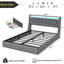 Upholstered Bed Frame with 2 Drawers, Bed with Storage Headboard, Charging Station and LED Lights-1029824218