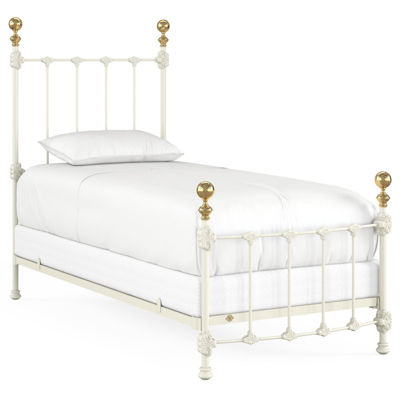 151 Palatial Bed | Complete Standard, Twin, Gloss Off-White/Antique Gold