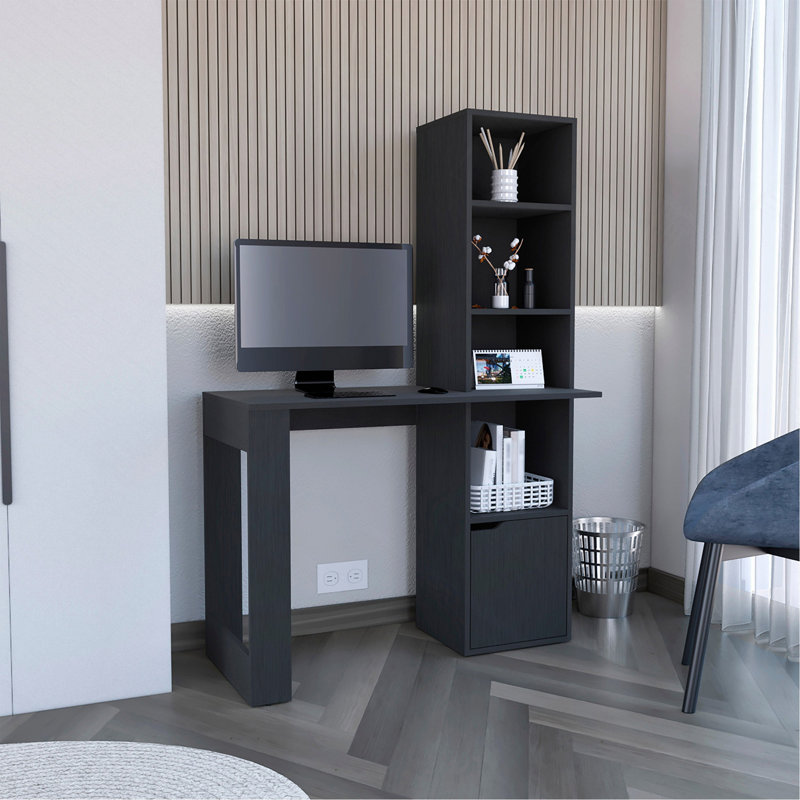 Bureau d'écriture avec bibliothèque et armoire, Noir
