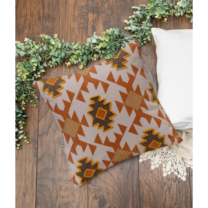 Geometric 100% Cotton Throw Square Pillow Cover, Pillow Cover Only - No Insert, Orange