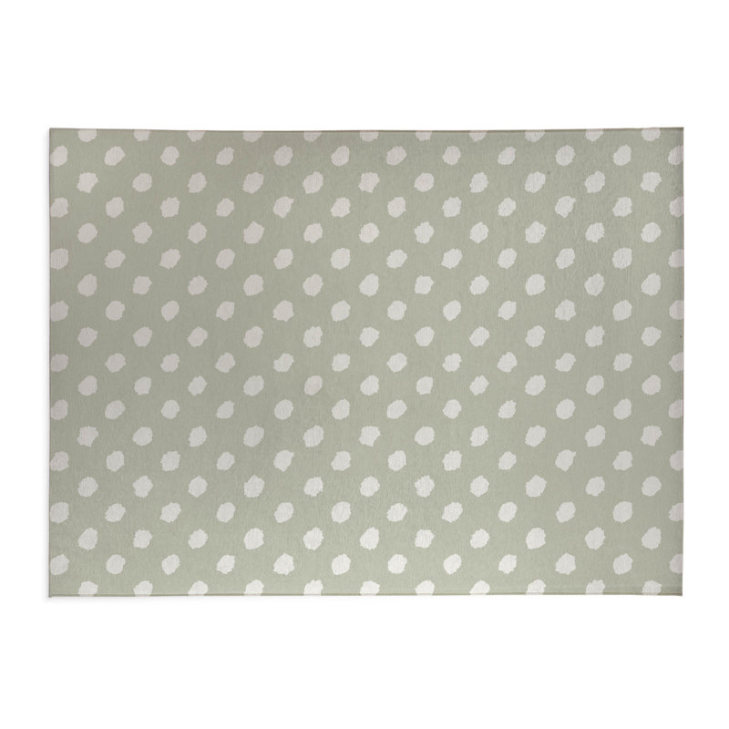 Tapis de cuisine Dot Dot, Vert clair, Rectangle 4 pi x 6 pi, Grunge à pois