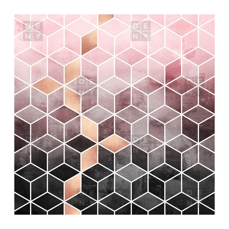 Couverture à cubes Elisabeth Fredriksson, L 80 po x l 60 po, Rose / Gris