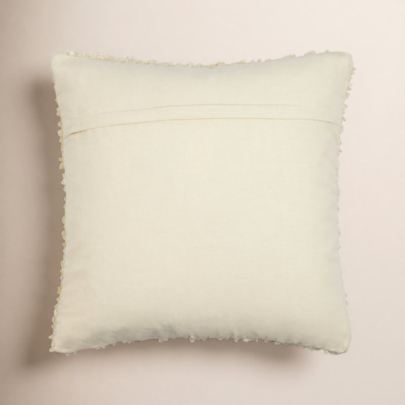 Anella Polyester Throw Square Pillow Cover, H 22 po x l 22 po, Beige, Polyester/ bourre en polyester