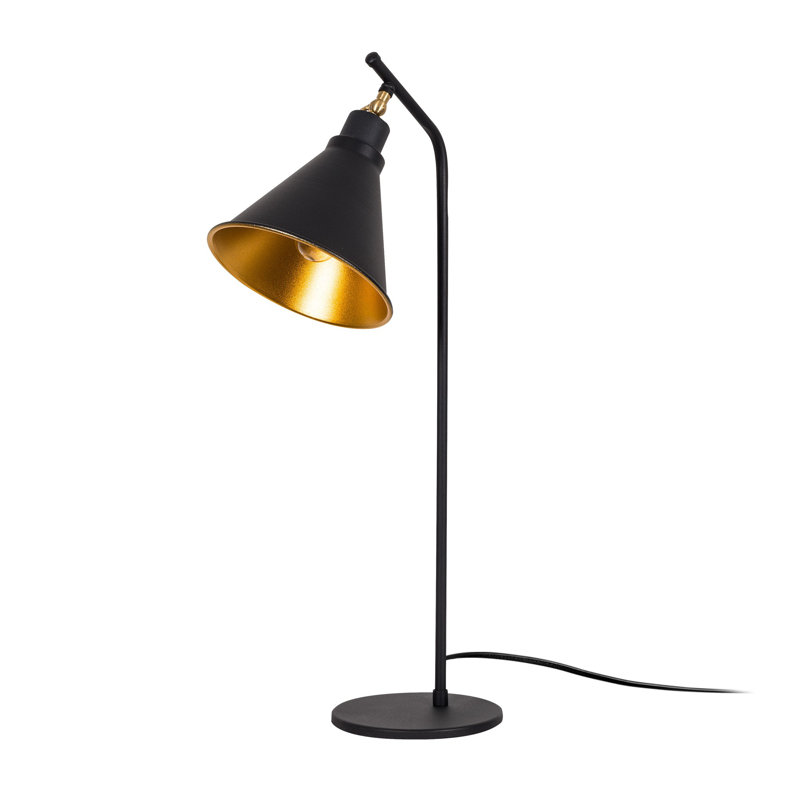 Lampe de table industrielle moderne, corps en métal noir et or, 11,0 po de diamètre x 19,7 po de hauteur | Douille E27, 40 W maximum | Câble de 6,6 pi, indice de protection IP20 | Conception scandinave, parfaite pour la décoration de la maison ou du bureau