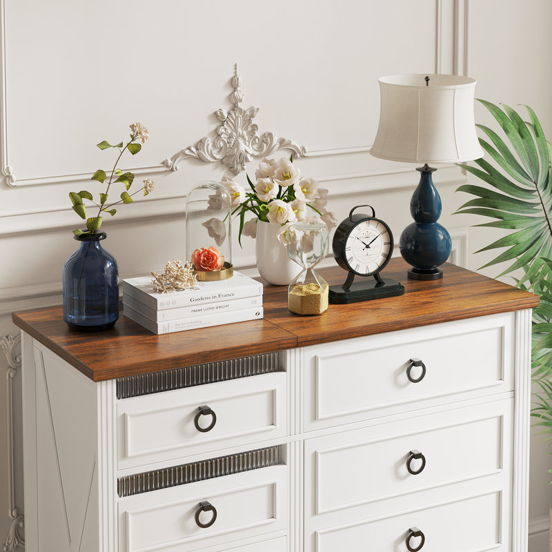 Makeup Vanity Table With Flip Top Light, Antique White