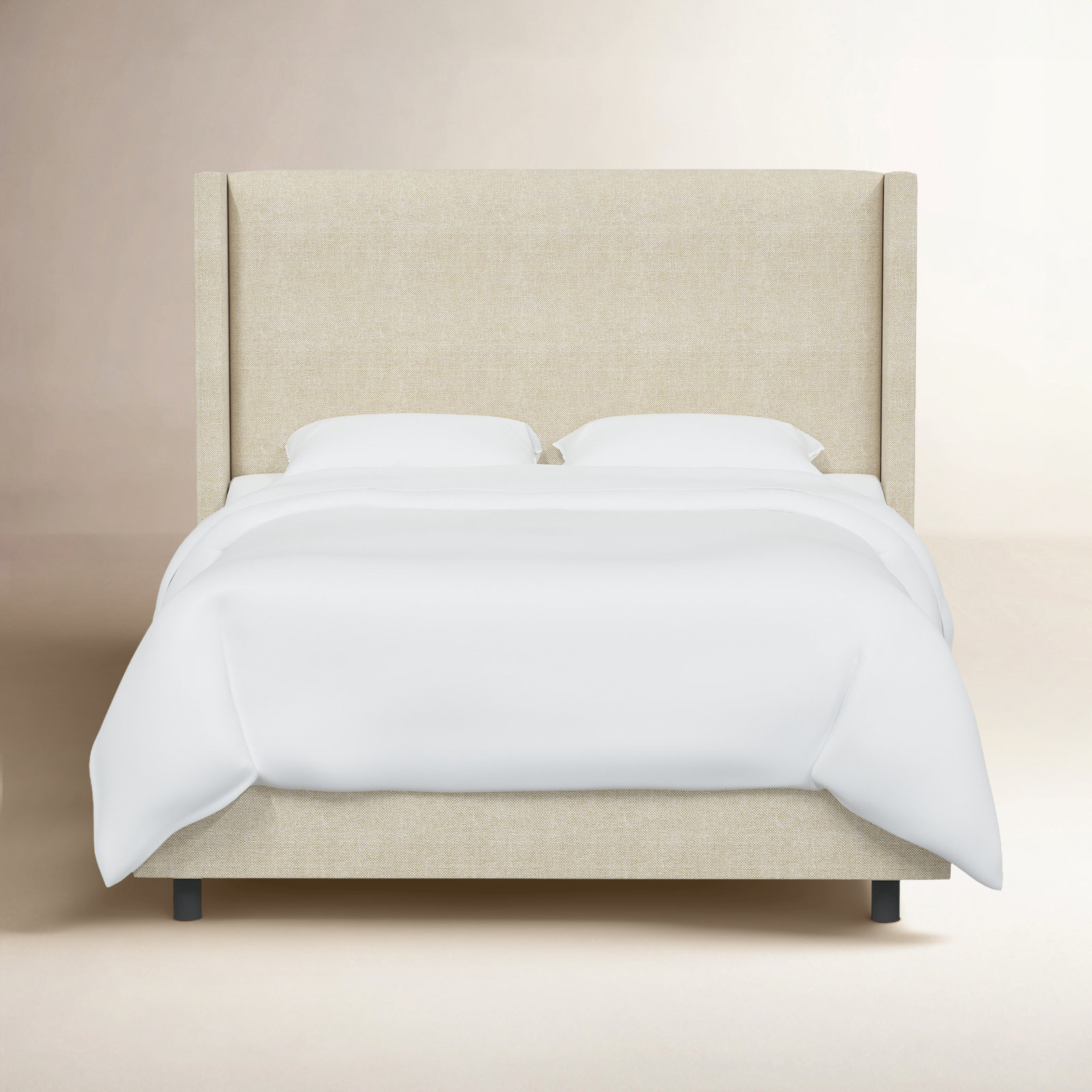 Benson Wingback Bed, Beige, Twin