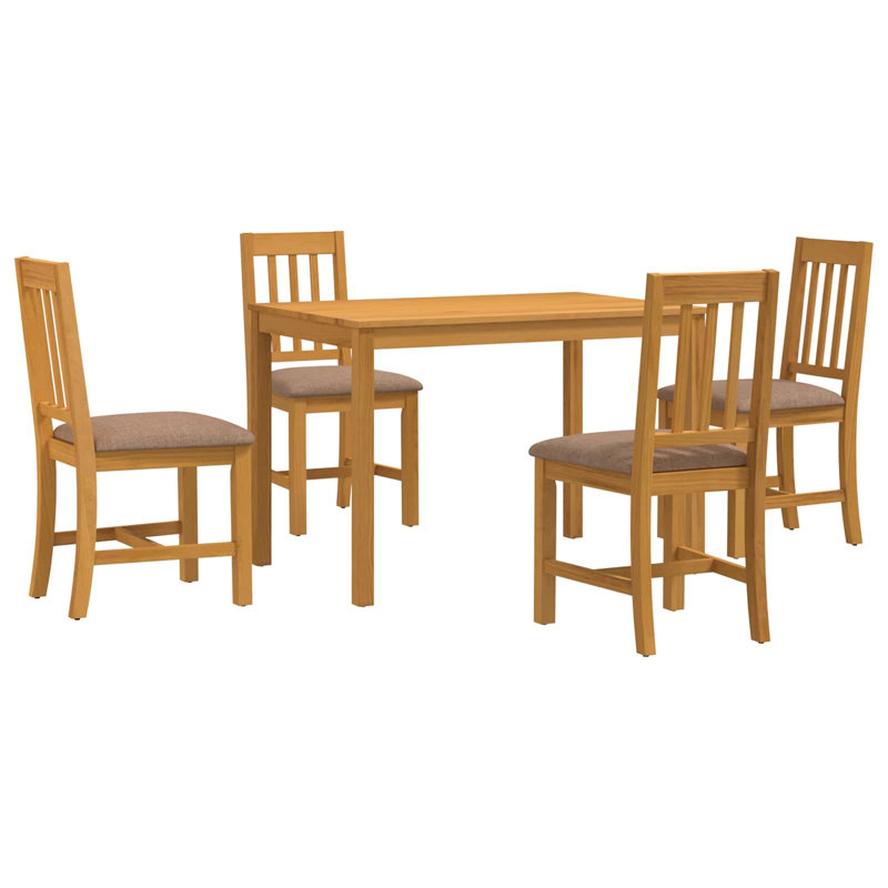 4 -Person Oak Solid Wood Dining Set, Grey, Grey, Grey, Grey