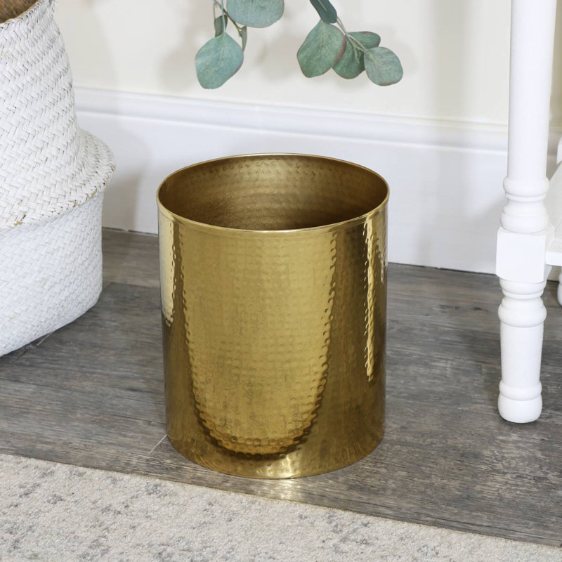 Vinalhaven Metal Open Waste Bin, Gold