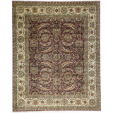 Mountain King Wool Oriental Area Rug in Green/Ivory/Red