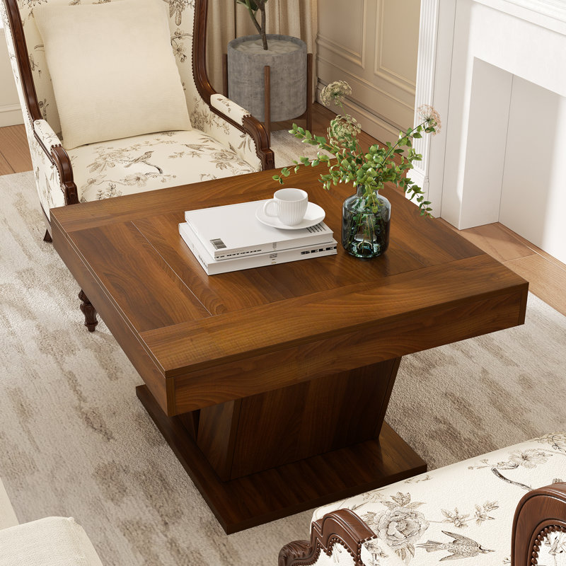 Modern Square Wooden Coffee Table, Brown