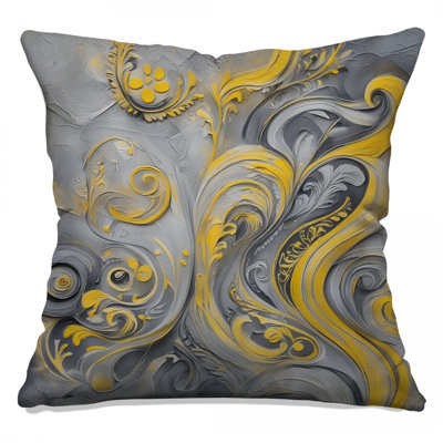Coussins décoratifs à double face jaune et gris