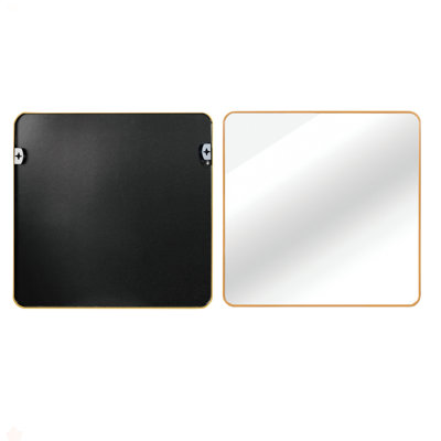 30 In X 30 In Gold Metal Framed Square Bathrrom Mirror For Wall.