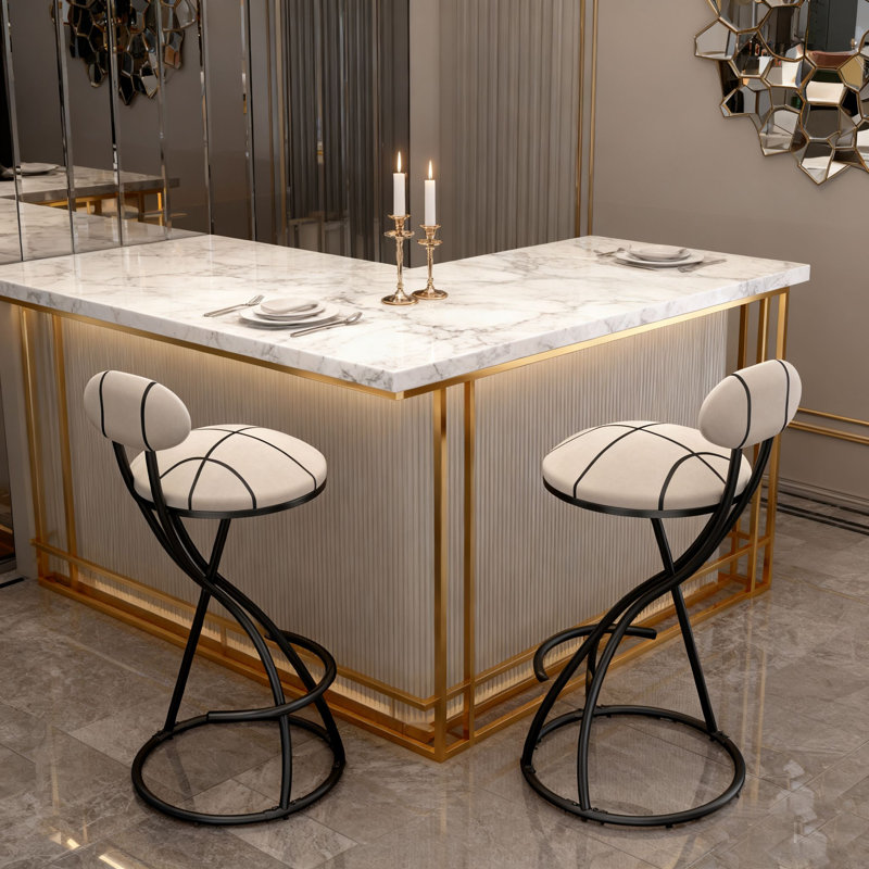 Ensemble de 2 tabourets de bar modernes avec structure en métal