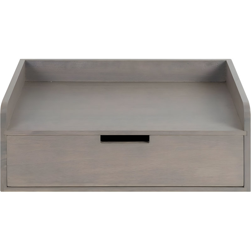 Modern Floating Wall Shelf With Pull-Out Drawer, Solid Wood Storage And Display Unit For Home Or Office