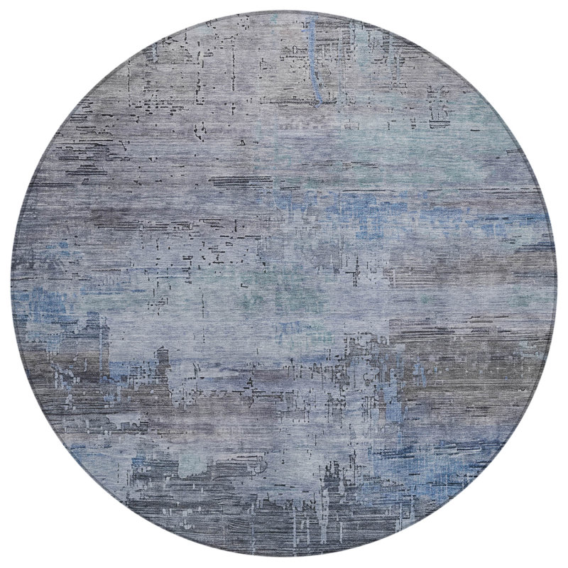 Thornyx Gray Washable Indoor-Outdoor Rug - LOOMLAN, 8' x 8'