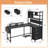 Large L-Shaped Metal Base Computer Desk With Power Outlet, Bookshelf, File Drawers,  62.99" W X 43.3" D X 61" H-122908189