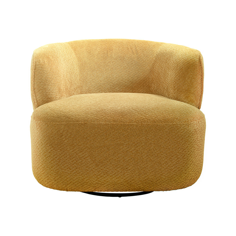 Bernado 31.1'' Wide Fabric Swivel Barrel Chair, Yellow 