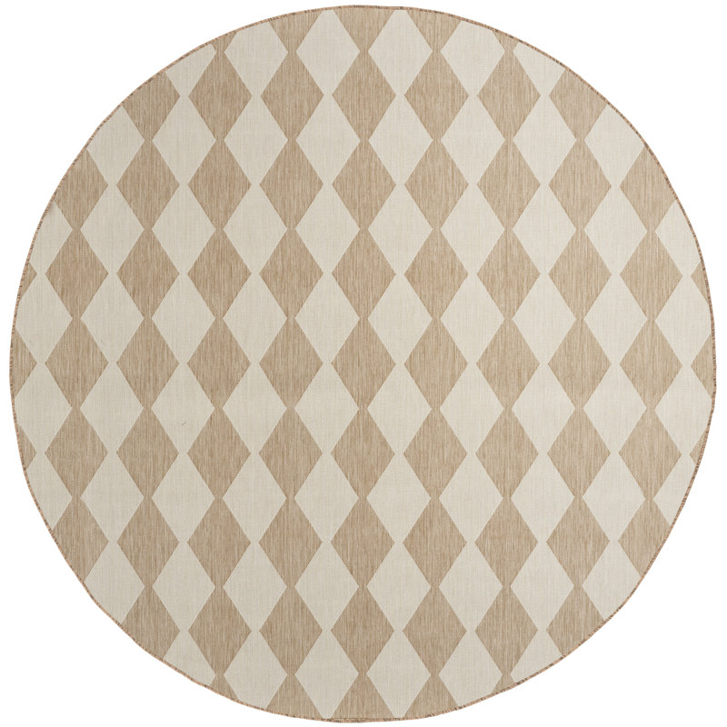Tapis intérieur / extérieur rectangulaire Positano, Rond 8 pi, Tanné