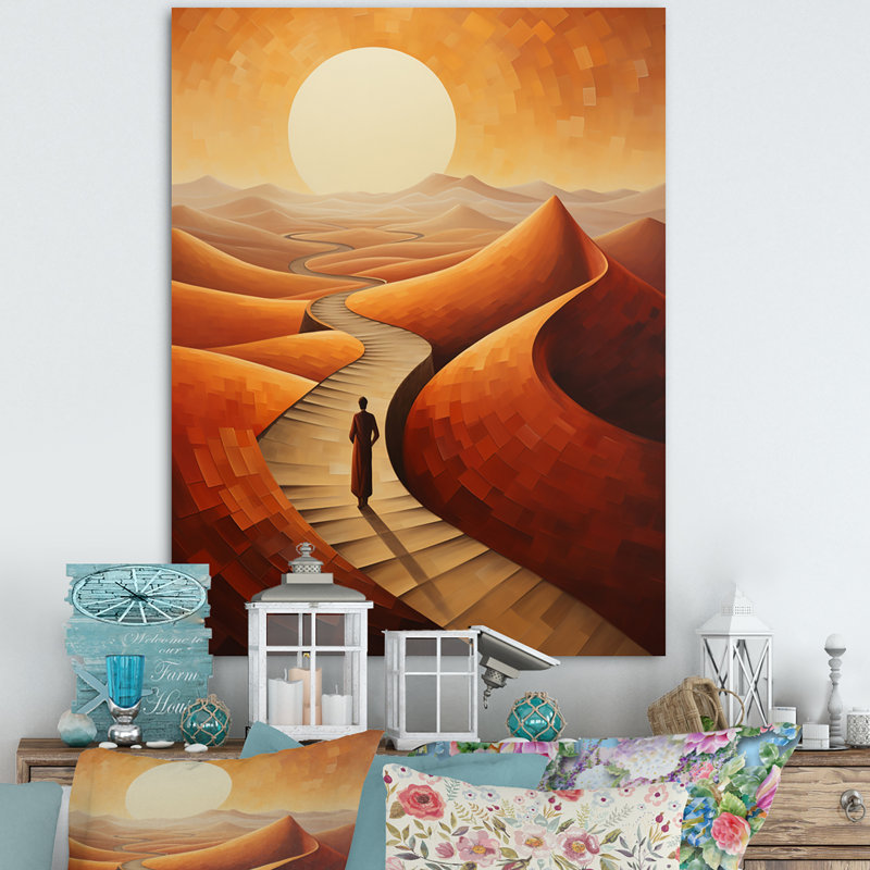 Pleine lune sur les dunes éternelles sur toile, H 44 po x l 34 po x P 1,5 po, Toile tendue