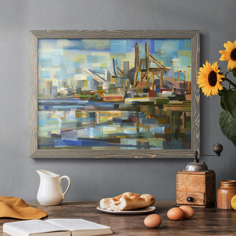 Port of Seattle, reproduction d'art sur toile, Gris, H 14 po x l 20 po x P 1,5 po
