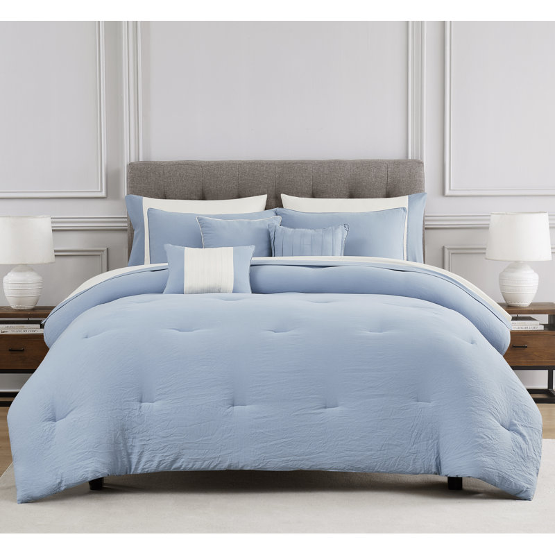 Ensemble d'édredon avec coussins et draps Allia, Édredon pour grand lit + 9 pièces supplémentair, Bleu