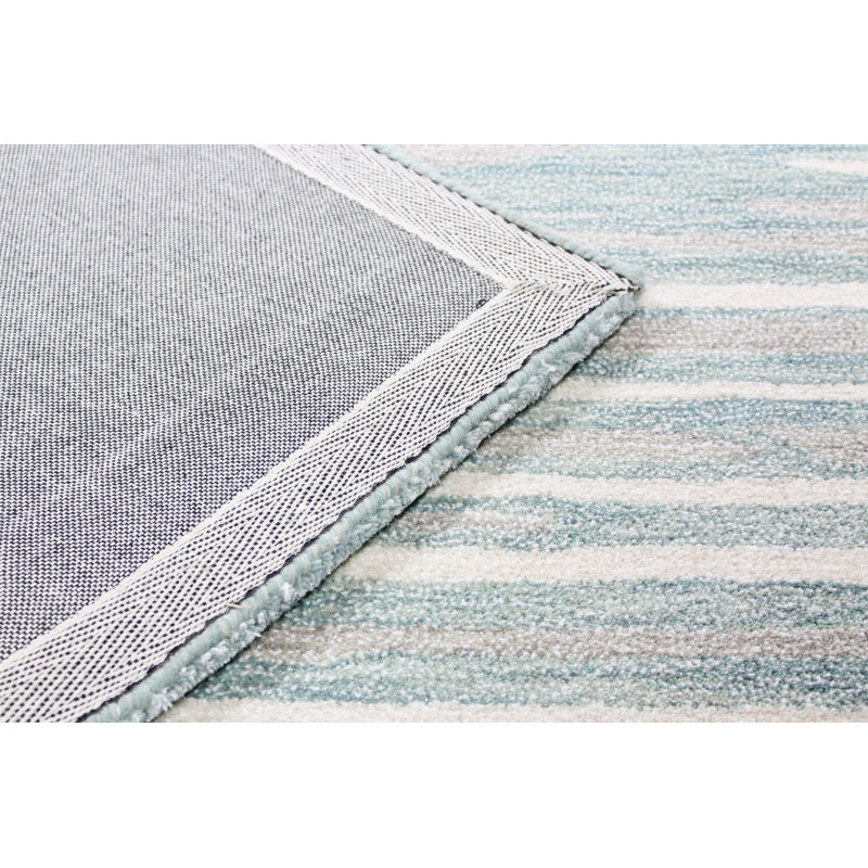 Tapis abstrait turquoise touffeté à la main, Rectangle 8 pi 6 po x 11 pi 6 po