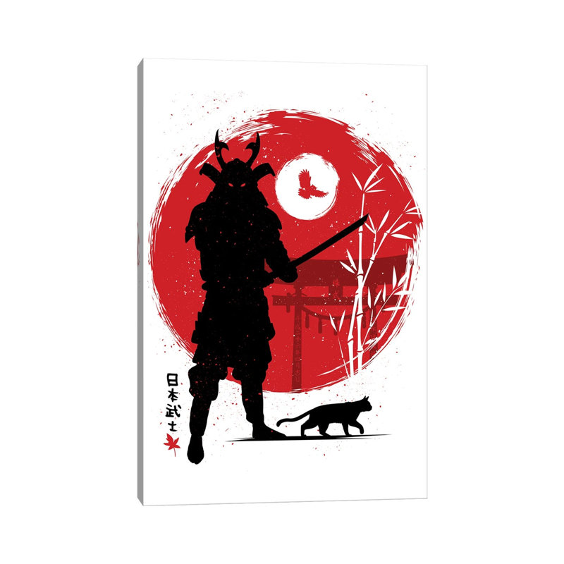 Samurai With His Cat by Alberto Perez - Wrapped Canvas Print, 66.04 cm H x 45.72 cm W