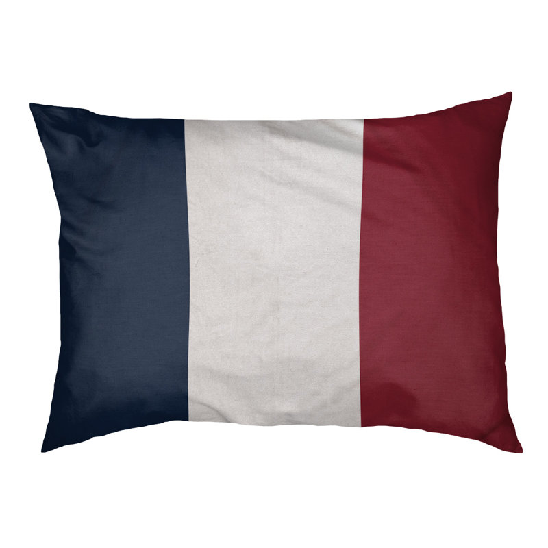 Coussin pour chien Indiana, Très grand (l 50 po x P 40 po x H 17 po), Bleu minuit / blanc / rouge fer à repasser