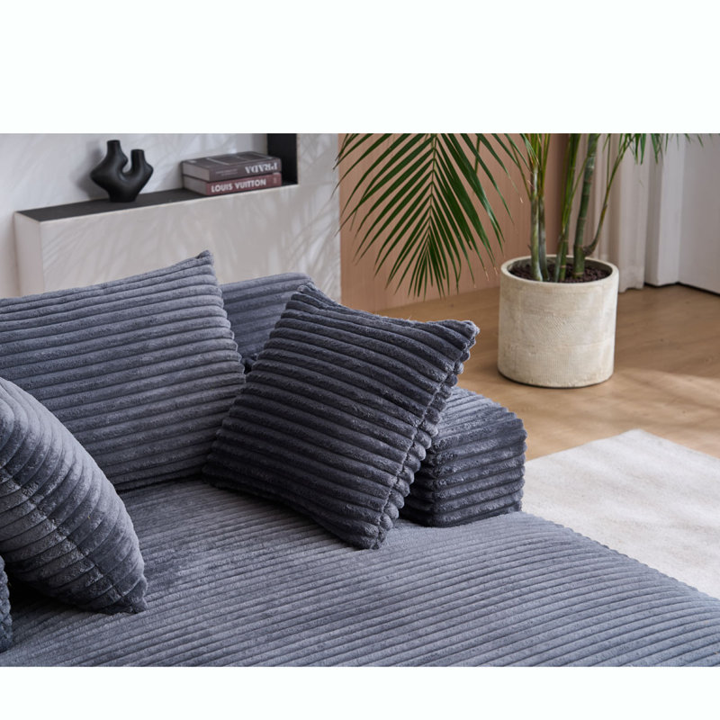 Chaise longue surdimensionnée, Velours côtelé gris