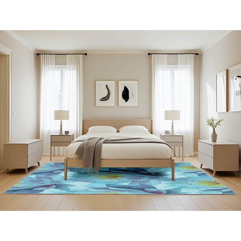 Performance Wool Floral Indoor Rug, Rectangle 5' x 8'