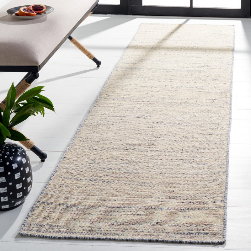 Tapis beige / bleu Solano Fibre 555, Tapis de couloir 2 pi 3 po x 9 pi