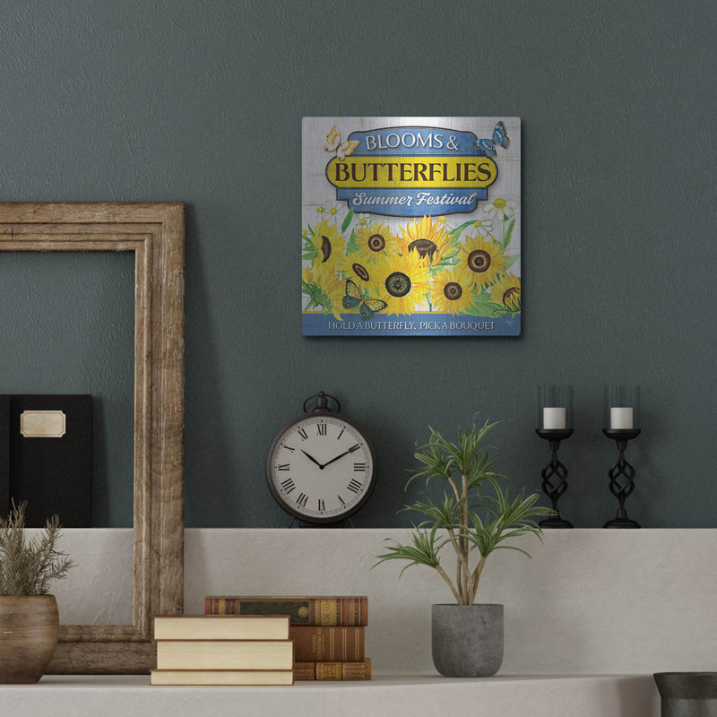 "Blooms Butterflies" par Mollie B Art, H 12 po x l 12 po