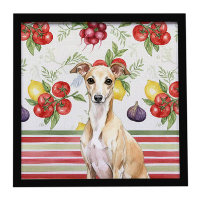 Fawn Italian Greyhound Vegetables Framed Metal Print