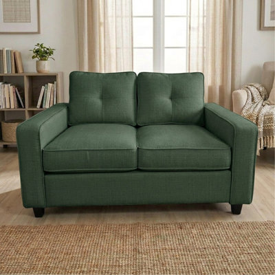 Canapé en chenille de 54,3 po de largeur, canapé 2 places rembourré avec coussins de siège amovibles, petite causeuse à accoudoirs carrés pour le salon