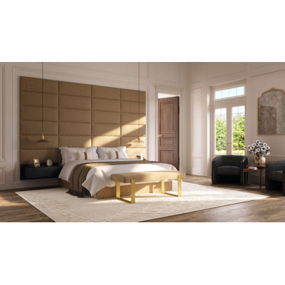 Sapan Upholstered Wall Panels - Queen/Full Size Wall Mounted Headboards - Micro Suede Neutral Sand  - Set of 4 Modular Panels