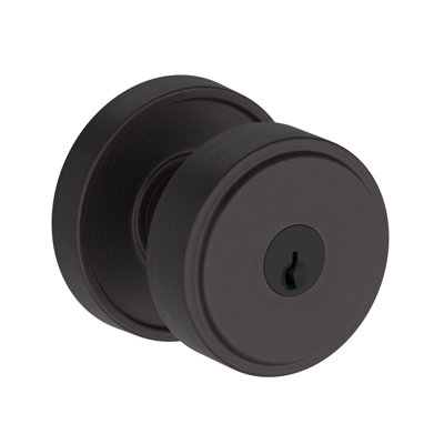 Vashon Keyed Entry Knob with Recessed Round Rose in Satin Nickel