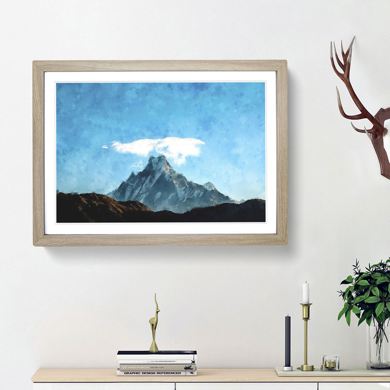 Fishtail Mountain In Nepal - Picture Frame Graphic Art Print, 24cm H x 33cm W x 2cm D, Oak Framed