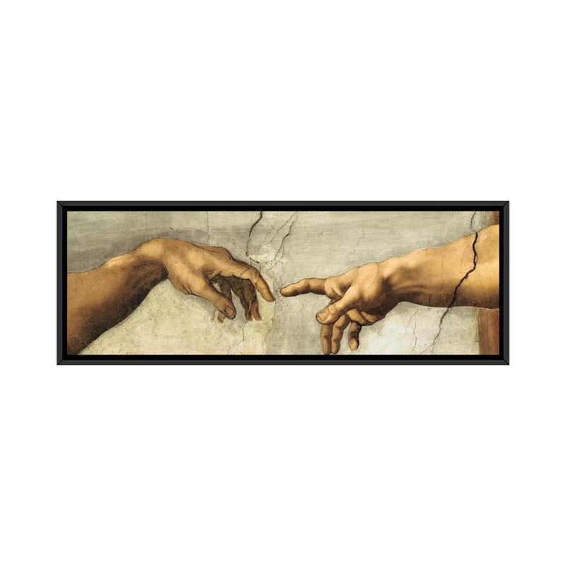 Creazione Di Adamo, Detail by Michelangelo - Unframed Panoramic Gallery-Wrapped Canvas Giclée on Canvas, Black Framed Canvas