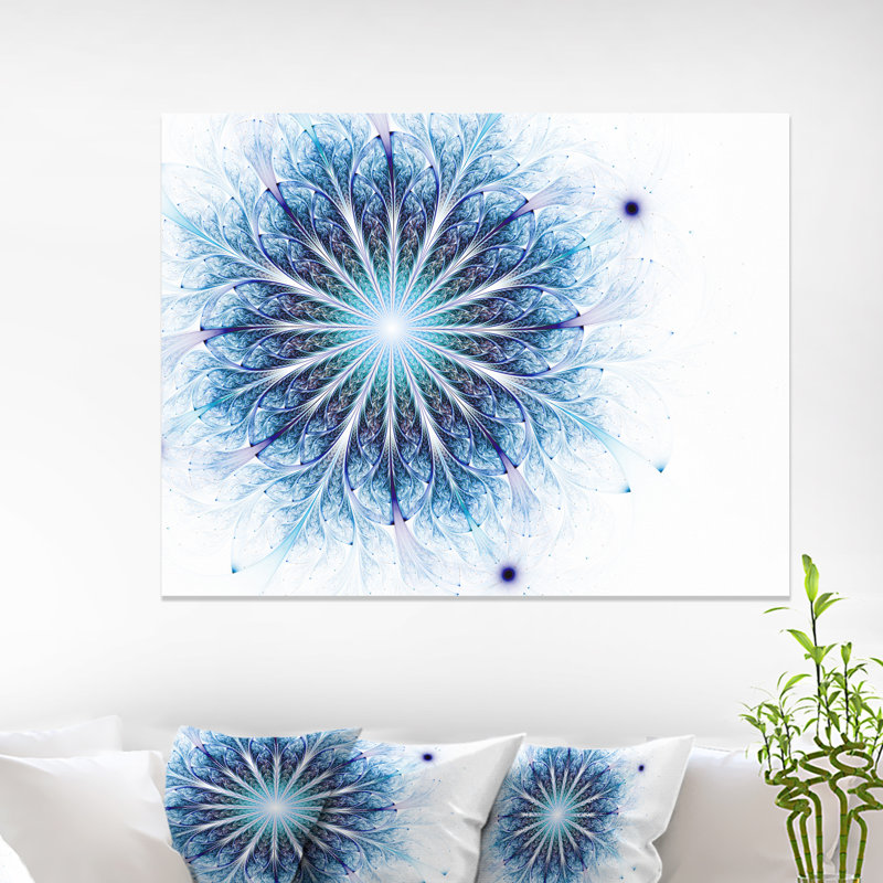 «Fractal Flower Light Blue Digital Art», impression, H 30 po x l 40 po x p 1 po, Toile tendue
