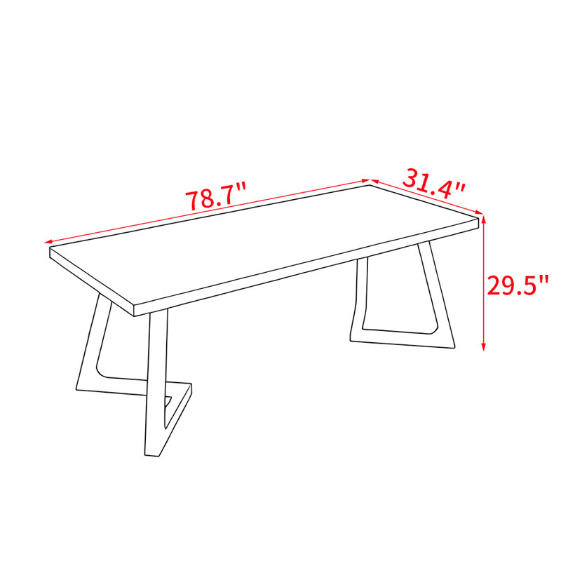 Table de salle à manger American, H 29,50 po x L 78,70 po x l 31,40 po