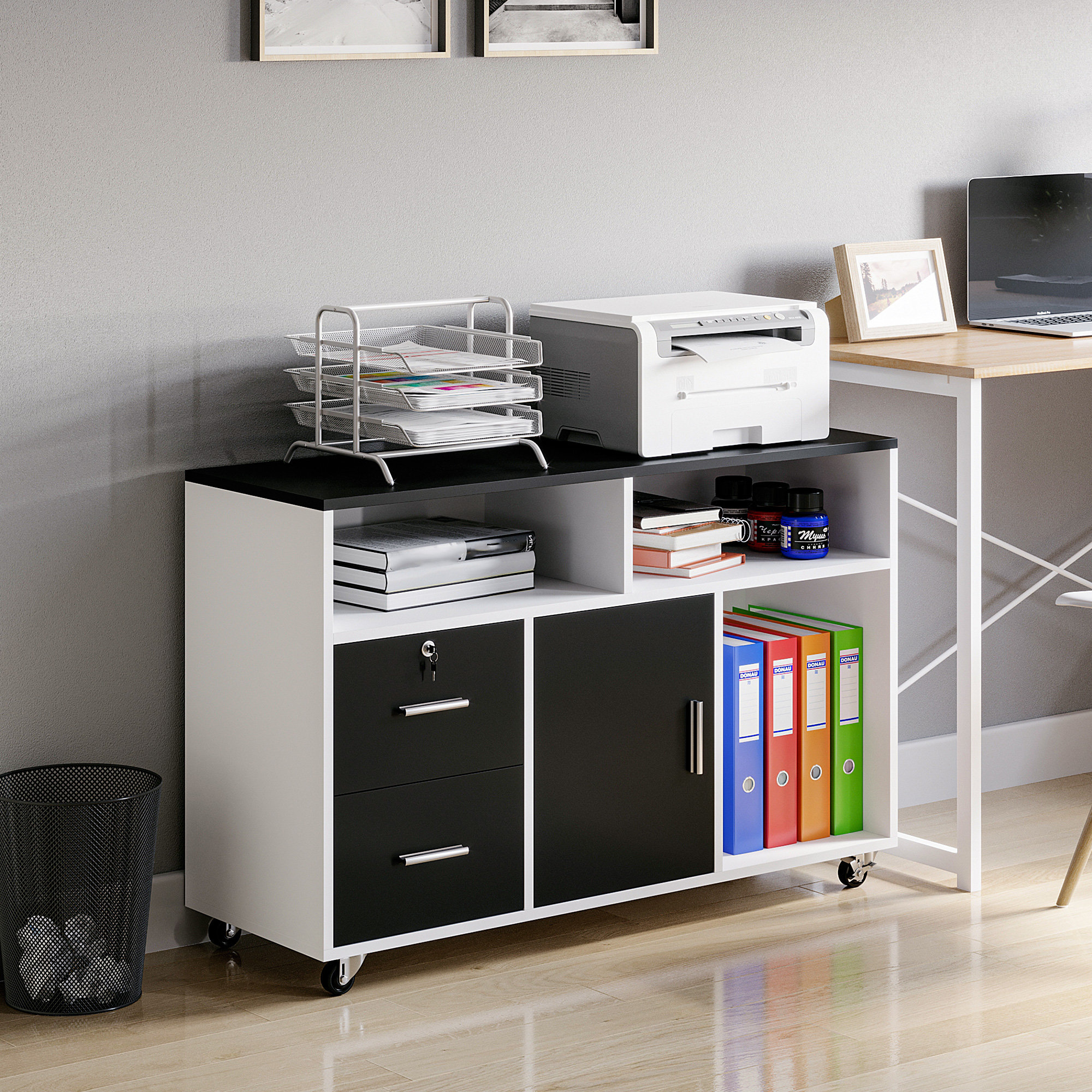 Ebern Designs Home Office 2-Drawer Mobile Lateral Filing Cabinet ...