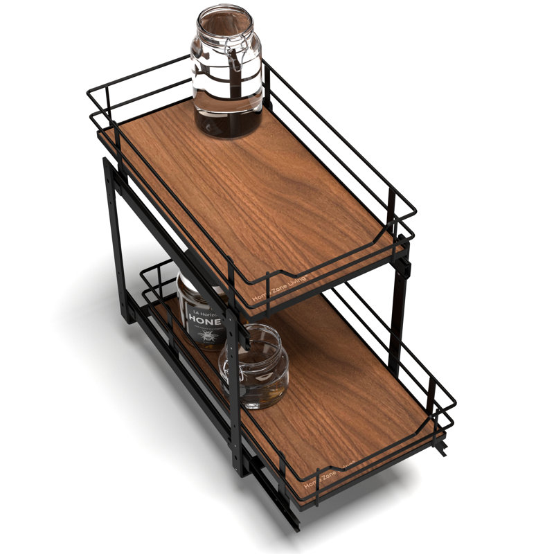 Tiroir de rangement pour garde-manger, L 12 po x P 20 po, Noir / brun