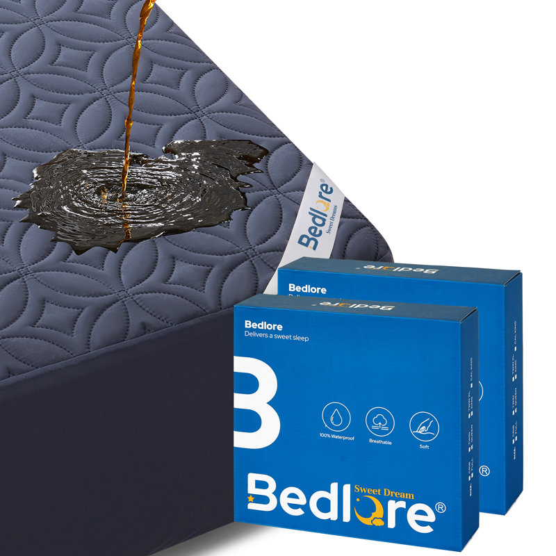 BEDLORE® (Set of 2) Waterproof Noiseless Mattress Protector, Hypoallergenic Quilted Washable Mattress Cover, Breathable Mattress Pad With 6-18'' Deep Pocket