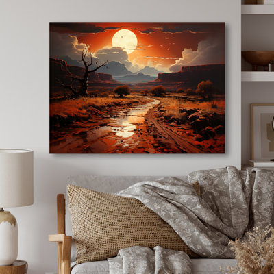 Moonlit Sunset On Canyon Landscape IV - Canyon & Desert Metal Wall Art