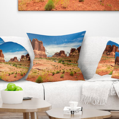 Landscape Printed American Road in Arches National Park Pillow
