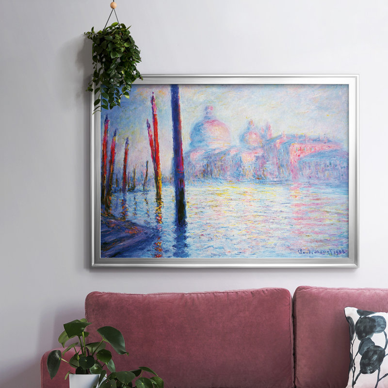 Canal Grand par Monet - reproduction de photo sur toile, Argent, H 30 po x l 44 po x P 1,5 po