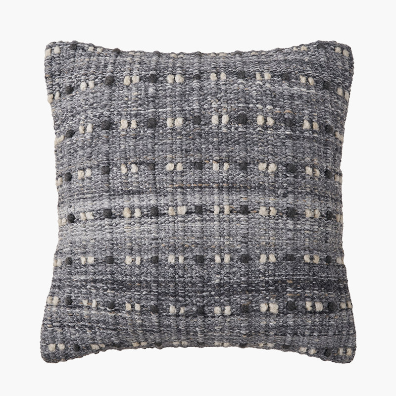 Indoor / Outdoor Geometric Square Cushion, Grey;Beige