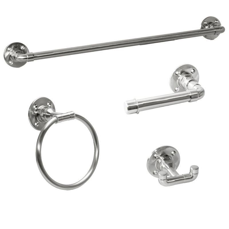Horrel Red Barrel Studio Kimabll 4-Piece Bathroom Hardware Accessory Kit in ...