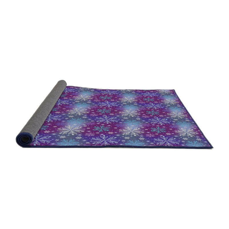 Tapis mauve/bleu à motifs, Rond 3 pi